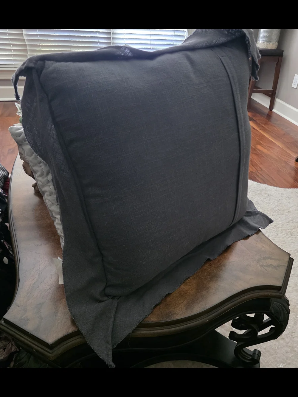 Gray Quilted Lumbar Pillow and Dark Gray Back Cushion Set